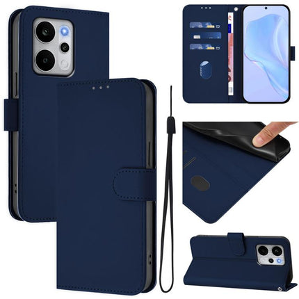 Skin Feel Solid Color Leather Phone Case with Lanyard, For Realme P4 Power 5G