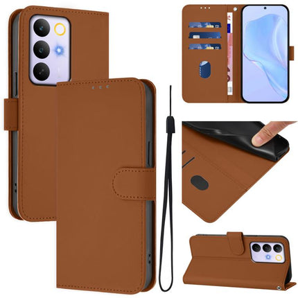 Skin Feel Solid Color Leather Phone Case with Lanyard, For Realme C100 5G/15X 5G India