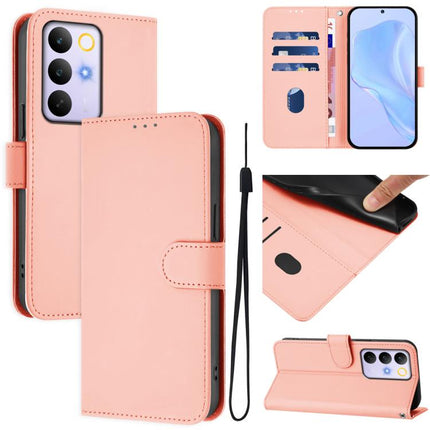 Skin Feel Solid Color Leather Phone Case with Lanyard, For Realme C100 5G/15X 5G India