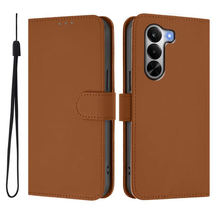 Skin Feel Solid Color Leather Phone Case with Lanyard, For Realme P4x 5G