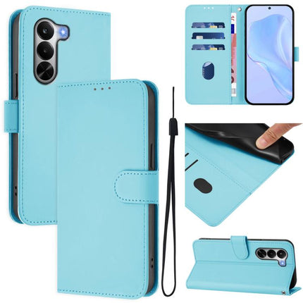Skin Feel Solid Color Leather Phone Case with Lanyard, For Realme P4x 5G