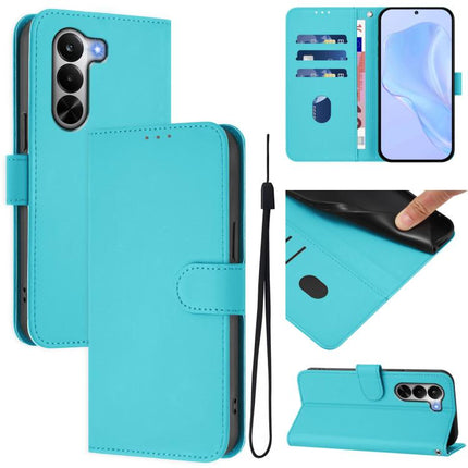 Skin Feel Solid Color Leather Phone Case with Lanyard, For Realme P4x 5G