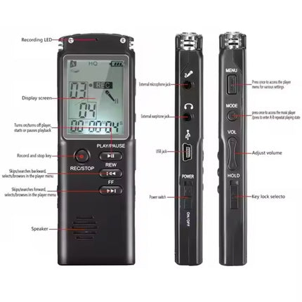 T60 Smart HD Noise Cancelling Voice Recorder MP3 Player, T60