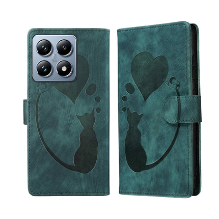 Pen Heart Cat Embossed Leather Phone Case, For Xiaomi Poco C75, For Xiaomi 14T Pro, For Xiaomi 14T