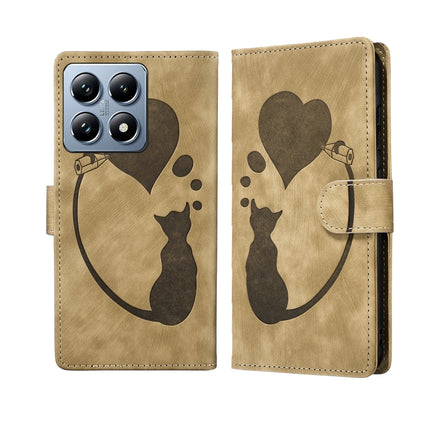 Pen Heart Cat Embossed Leather Phone Case, For Xiaomi Poco C75, For Xiaomi 14T Pro, For Xiaomi 14T