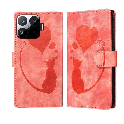 Pen Heart Cat Embossed Leather Phone Case, For Xiaomi 17T Pro 5G, For Xiaomi 17T 5G, For Xiaomi 15T Pro 5G, For Xiaomi 15T 5G
