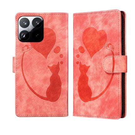 Pen Heart Cat Embossed Leather Phone Case, For Xiaomi 17T Pro 5G, For Xiaomi 17T 5G, For Xiaomi 15T Pro 5G, For Xiaomi 15T 5G