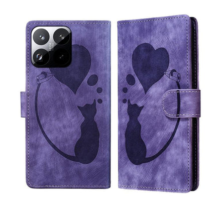 Pen Heart Cat Embossed Leather Phone Case, For Xiaomi 17T Pro 5G, For Xiaomi 17T 5G, For Xiaomi 15T Pro 5G, For Xiaomi 15T 5G
