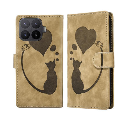 Pen Heart Cat Embossed Leather Phone Case, For Xiaomi 17T Pro 5G, For Xiaomi 17T 5G, For Xiaomi 15T Pro 5G, For Xiaomi 15T 5G