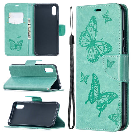 Two Butterflies Embossing Pattern Horizontal Flip Leather Case with Holder & Card Slot & Wallet & Lanyard, For Xiaomi Redmi 9A, For Xiaomi Redmi 9C