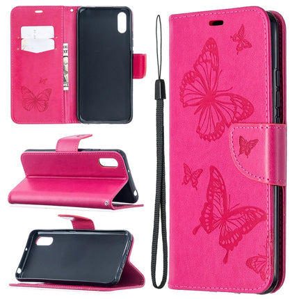 Two Butterflies Embossing Pattern Horizontal Flip Leather Case with Holder & Card Slot & Wallet & Lanyard, For Xiaomi Redmi 9A, For Xiaomi Redmi 9C