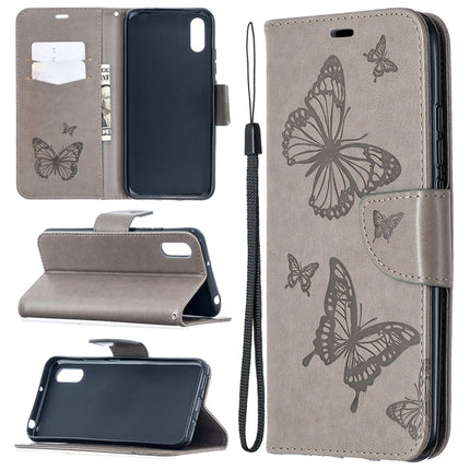 Two Butterflies Embossing Pattern Horizontal Flip Leather Case with Holder & Card Slot & Wallet & Lanyard, For Xiaomi Redmi 9A, For Xiaomi Redmi 9C
