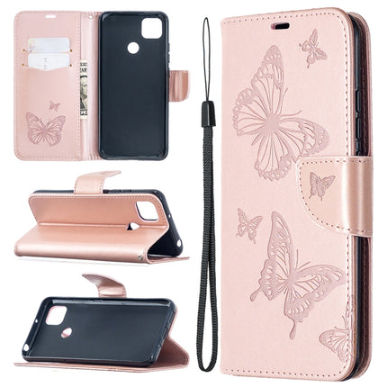Two Butterflies Embossing Pattern Horizontal Flip Leather Case with Holder & Card Slot & Wallet & Lanyard, For Xiaomi Redmi 9A, For Xiaomi Redmi 9C