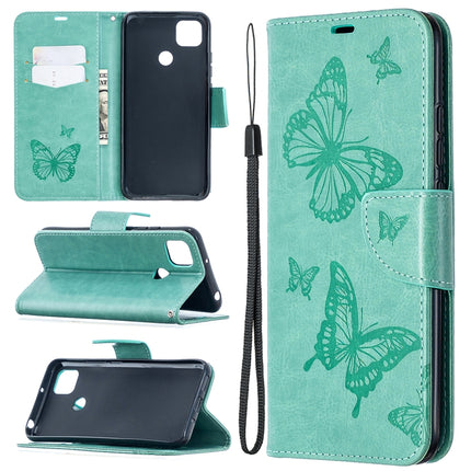 Two Butterflies Embossing Pattern Horizontal Flip Leather Case with Holder & Card Slot & Wallet & Lanyard, For Xiaomi Redmi 9A, For Xiaomi Redmi 9C