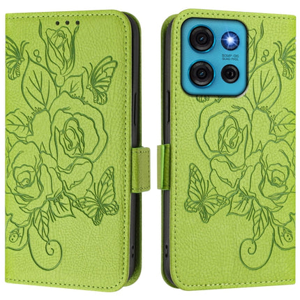 Embossed Rose RFID Anti-theft Leather Phone Case, For Motorola Moto G75, For Motorola Moto G35, For Motorola Moto G55, For Motorola Edge 50 5G Global