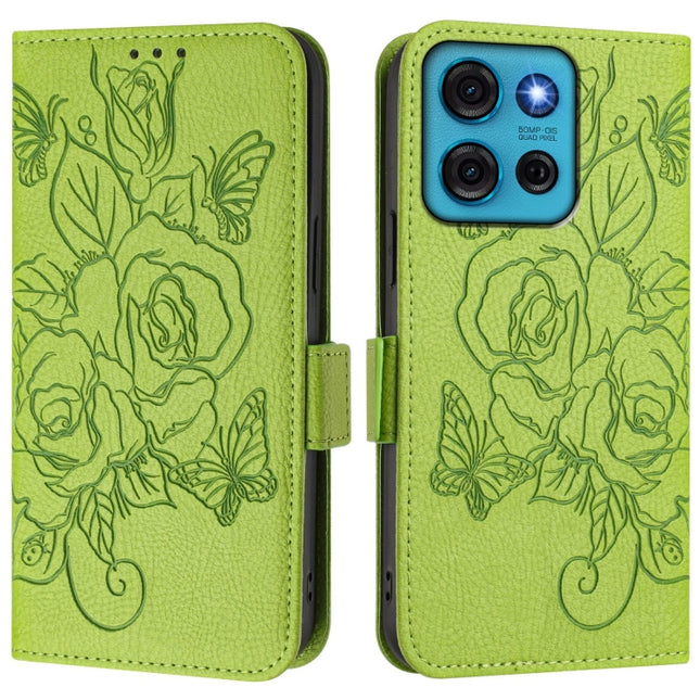 Embossed Rose RFID Anti-theft Leather Phone Case, For Motorola Moto G75, For Motorola Moto G35, For Motorola Moto G55, For Motorola Edge 50 5G Global