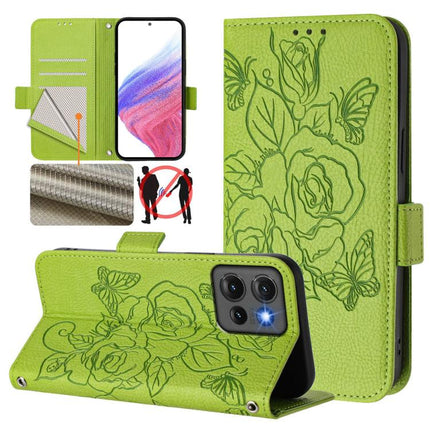 Embossed Rose RFID Anti-theft Leather Phone Case, For Motorola Moto G75, For Motorola Moto G35, For Motorola Moto G55, For Motorola Edge 50 5G Global