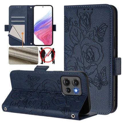 Embossed Rose RFID Anti-theft Leather Phone Case, For Motorola Moto G75, For Motorola Moto G35, For Motorola Moto G55, For Motorola Edge 50 5G Global