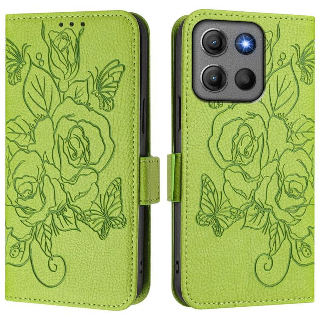 Embossed Rose RFID Anti-theft Leather Phone Case, For Motorola Moto G17 4G / G17 Power 4G, For Motorola Moto G67 Power 5G, For Motorola Edge 70 5G, For Motorola Moto G06 4G