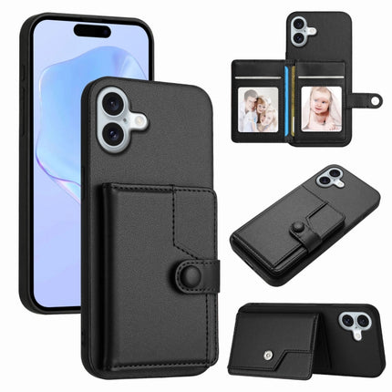 Button Card Bag RFID Anti-theft Phone Case, For iPhone 16 Pro Max, For iPhone 16 Pro, For iPhone 16 Plus, For iPhone 16