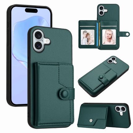 Button Card Bag RFID Anti-theft Phone Case, For iPhone 16 Pro Max, For iPhone 16 Pro, For iPhone 16 Plus, For iPhone 16