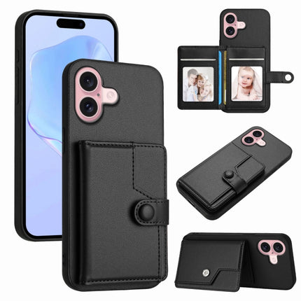 Button Card Bag RFID Anti-theft Phone Case, For iPhone 16 Pro Max, For iPhone 16 Pro, For iPhone 16 Plus, For iPhone 16