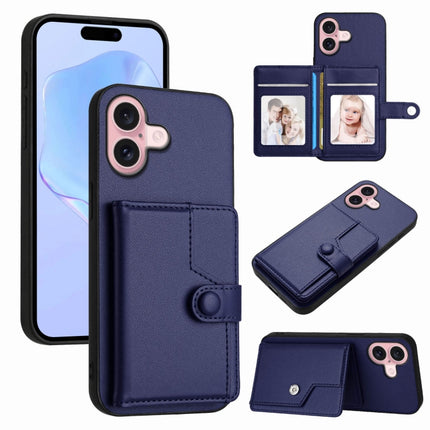 Button Card Bag RFID Anti-theft Phone Case, For iPhone 16 Pro Max, For iPhone 16 Pro, For iPhone 16 Plus, For iPhone 16