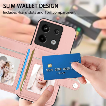 Button Card Bag RFID Anti-theft Phone Case, For Redmi Note 13 Pro 5G, For Redmi 13C 4G Global, For Redmi Note 13 5G, For Redmi Note 13 Pro+