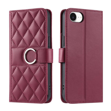 Ring Buckle Rhombic Leather Phone Case, For iPhone 18 Pro, For iPhone 18 Pro Max, For iPhone 17e / 16e, For iPhone 17 Pro Max