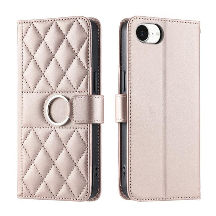 Ring Buckle Rhombic Leather Phone Case, For iPhone 18 Pro, For iPhone 18 Pro Max, For iPhone 17e / 16e, For iPhone 17 Pro Max