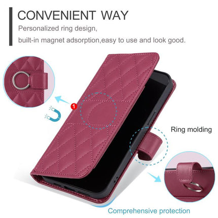Ring Buckle Rhombic Leather Phone Case, For iPhone 18 Pro, For iPhone 18 Pro Max, For iPhone 17e / 16e, For iPhone 17 Pro Max