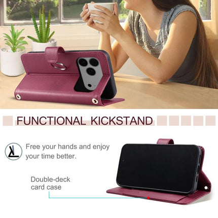 Ring Buckle Rhombic Leather Phone Case, For iPhone 17 Pro, For iPhone 17, For iPhone Air