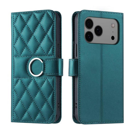 Ring Buckle Rhombic Leather Phone Case, For iPhone 17 Pro, For iPhone 17, For iPhone Air
