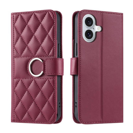 Ring Buckle Rhombic Leather Phone Case, For iPhone 17 Pro, For iPhone 17, For iPhone Air