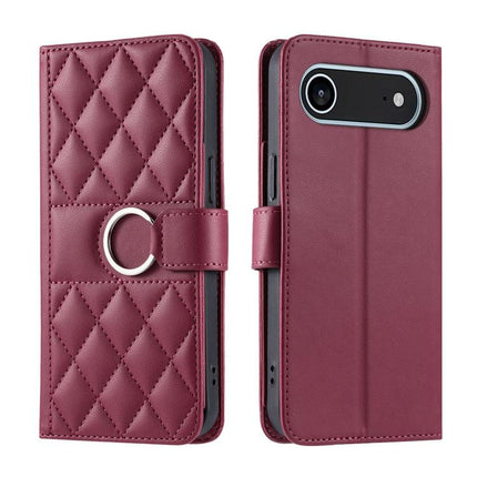 Ring Buckle Rhombic Leather Phone Case, For iPhone 17 Pro, For iPhone 17, For iPhone Air