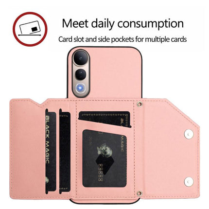 Skin Feel Four Card Slots Phone Case with Wrist Strap, For vivo V50 Lite 4G, For vivo Y39 5G / Y300i, For vivo Y200