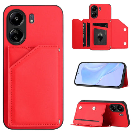 Skin Feel Four Card Slots Phone Case with Wrist Strap, For Xiaomi Poco X6, For Xiaomi Poco C65, For Xiaomi Poco F5 5G, For Xiaomi Poco F5 Pro 5G