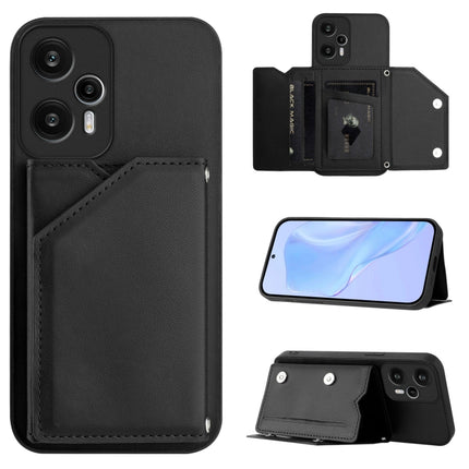 Skin Feel Four Card Slots Phone Case with Wrist Strap, For Xiaomi Poco X6, For Xiaomi Poco C65, For Xiaomi Poco F5 5G, For Xiaomi Poco F5 Pro 5G