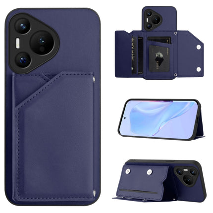 Skin Feel Four Card Slots Phone Case with Wrist Strap, For Huawei Pura 70 Ultra, For Huawei Pura 70 Pro, For Huawei Pura 70