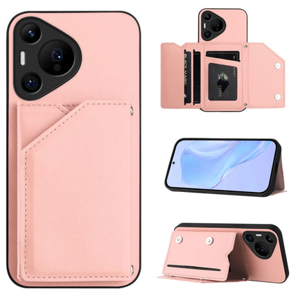 Skin Feel Four Card Slots Phone Case with Wrist Strap, For Huawei Pura 70 Ultra, For Huawei Pura 70 Pro, For Huawei Pura 70