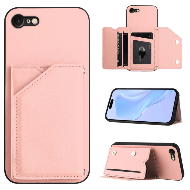Skin Feel Four Card Slots Phone Case with Wrist Strap, For iPhone 7 / 8 / SE 2020 2022, For iPhone 13 Pro Max, For iPhone 13 Pro, For iPhone 13