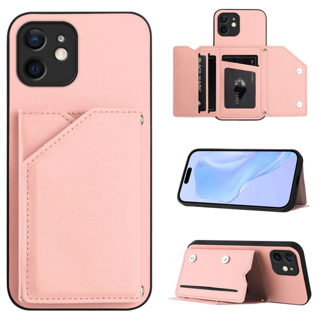 Skin Feel Four Card Slots Phone Case with Wrist Strap, For iPhone 12 mini, For iPhone 11 Pro Max, For iPhone 11, For iPhone 11 Pro