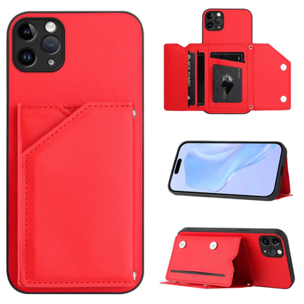 Skin Feel Four Card Slots Phone Case with Wrist Strap, For iPhone 12 mini, For iPhone 11 Pro Max, For iPhone 11, For iPhone 11 Pro