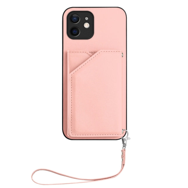 Skin Feel Four Card Slots Phone Case with Wrist Strap, For iPhone 12 mini, For iPhone 11 Pro Max, For iPhone 11, For iPhone 11 Pro