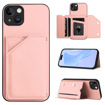 Skin Feel Four Card Slots Phone Case with Wrist Strap, For iPhone 15 Pro Max, For iPhone 15 Pro, For iPhone 15 Plus, For iPhone 15