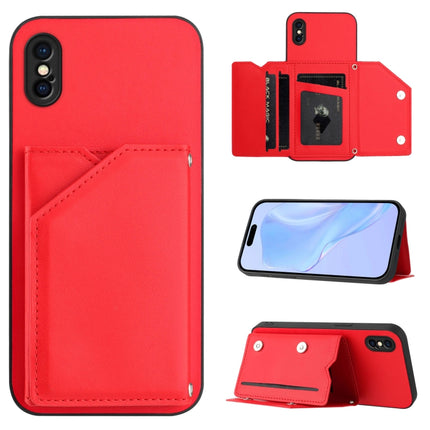 Skin Feel Four Card Slots Phone Case with Wrist Strap