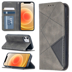 Rhombus Texture Horizontal Flip Magnetic Leather Case with Holder & Card Slots, For Xiaomi Redmi 9A, For Xiaomi Redmi 9C, For iPhone 12 mini, For iPhone 12 / 12 Pro, For iPhone 12 Pro Max