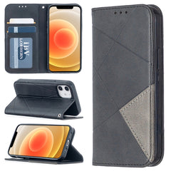 Rhombus Texture Horizontal Flip Magnetic Leather Case with Holder & Card Slots, For Xiaomi Redmi 9A, For Xiaomi Redmi 9C, For iPhone 12 mini, For iPhone 12 / 12 Pro, For iPhone 12 Pro Max