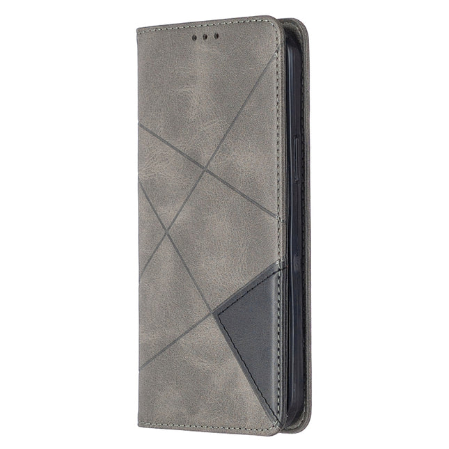 Rhombus Texture Horizontal Flip Magnetic Leather Case with Holder & Card Slots, For iPhone 12 Pro Max