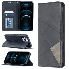 Rhombus Texture Horizontal Flip Magnetic Leather Case with Holder & Card Slots, For Xiaomi Redmi 9A, For Xiaomi Redmi 9C, For iPhone 12 mini, For iPhone 12 / 12 Pro, For iPhone 12 Pro Max